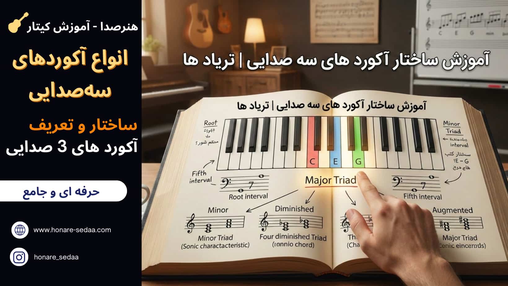 آموزش ساختار آکورد های سه صدایی | تریاد ها